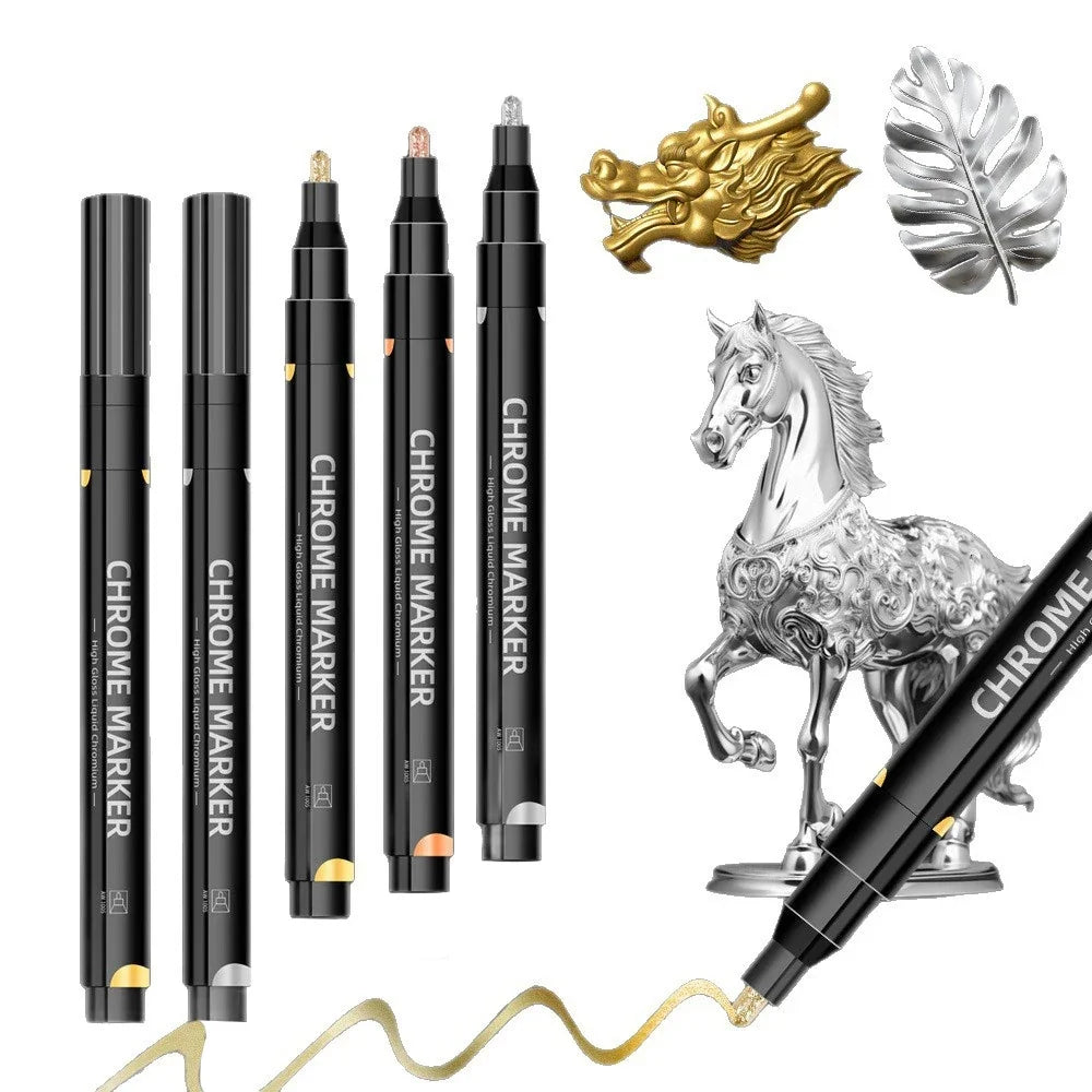 Mirror Chrome Metallic Markers – Waterproof Paint, Rock & Ceramic Metallic Paint Markers Qme