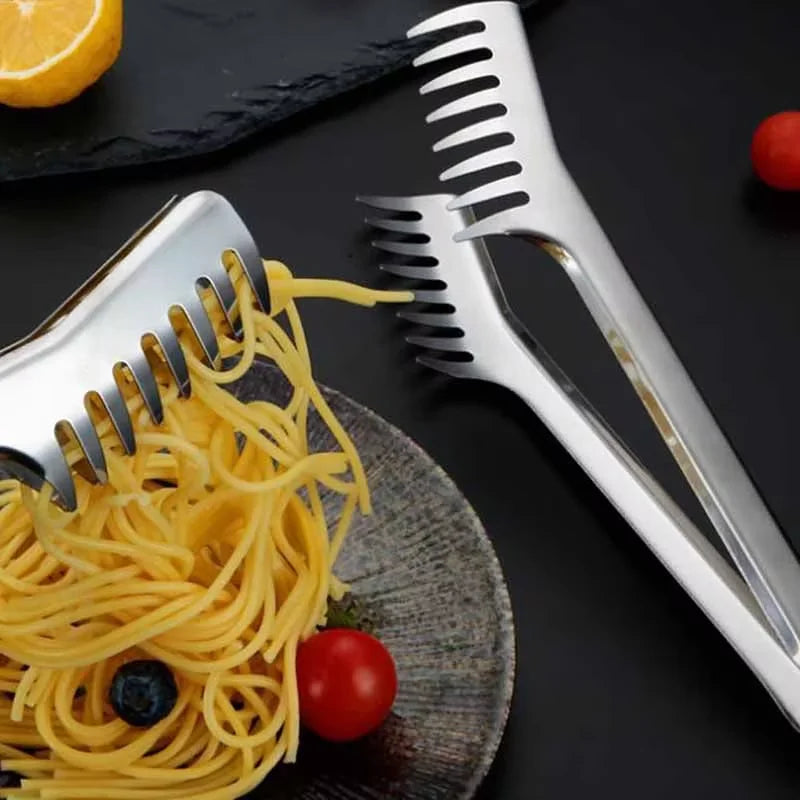 9-Inch Stainless Steel Spaghetti Tongs – Noodle Pasta Clip Kitchen Tongs Qst