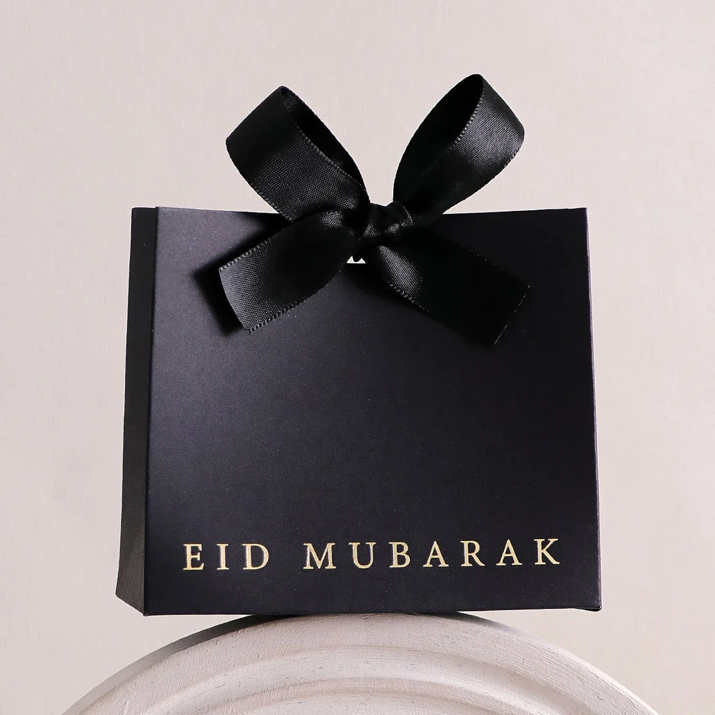 Eid Mubarak Laminated Mini Gift Boxes | Black White Pink Set of 10 Festive Gift Boxes Qme