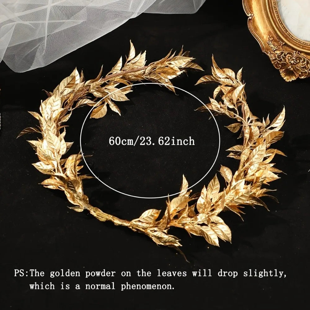 Vintage Gold Bridal Wreath Headband – Handmade Maple Leaf Bridal Wreath Headband Qme