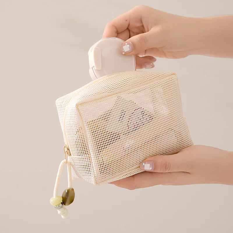 Nylon Mesh Zipper Cosmetic Pouch – Multipurpose Travel Bag Cosmetic Pouch Qme