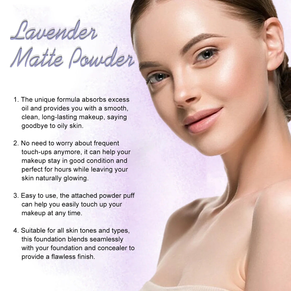 Lavender Matte Setting Powder – Oil Control & Waterproof Loose Setting Powder Qme