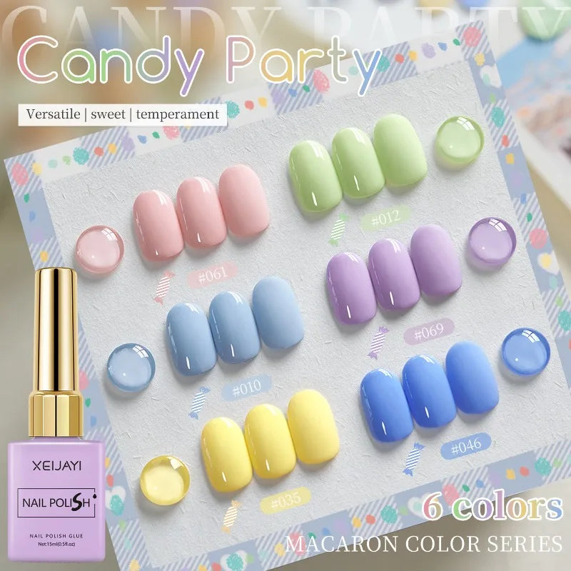 Candy Gel Nail Polish Set – 6 Macaron Pastel Colors | Qme Gel Nail Polish Set Qme