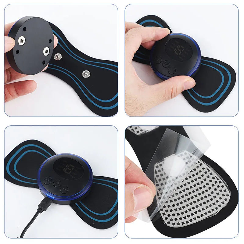 EMS Neck & Shoulder Massager – 8 Modes, Rechargeable Patch Electric Neck Massager Qst