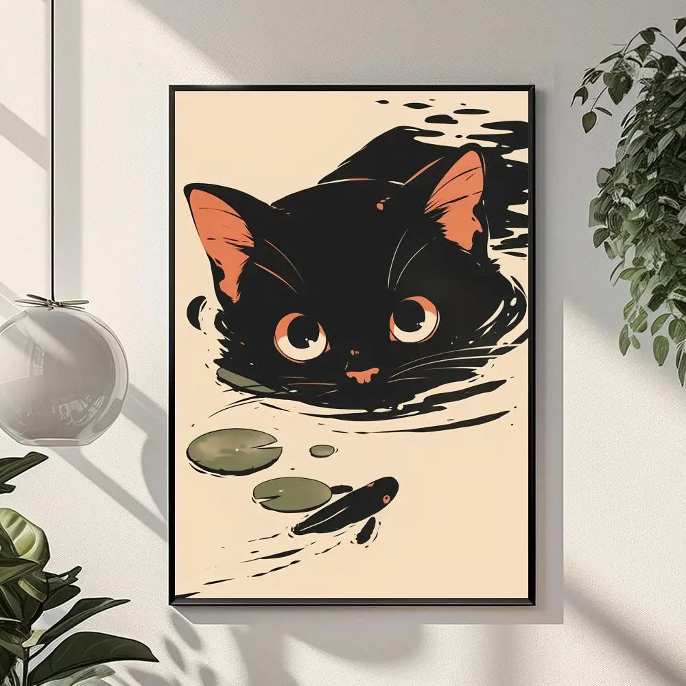 Retro Black Cat Canvas Poster – Wall Art for Home & Office Canvas Wall Art Qst Black5 40x60cm Unframed