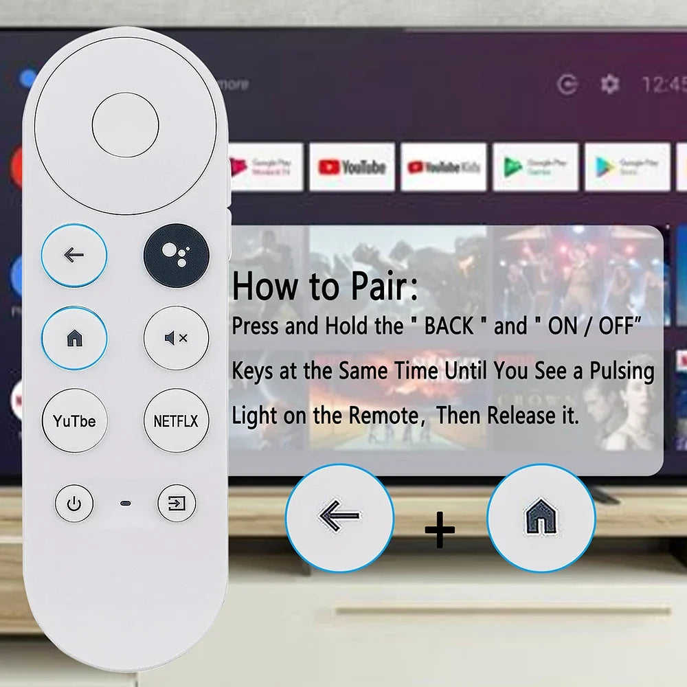 Voice Remote for Google Chromecast TV 4K Snow – G9N9N GA0140 TV Remote Control Qme