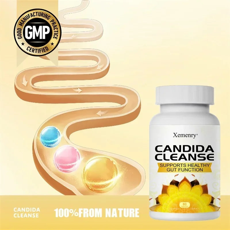 Xemenry Candida Cleanse – Gut Health & Detox Capsules Digestive Health Supplement Qst