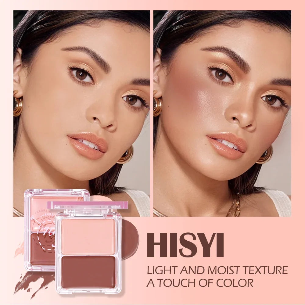Two-Tone Dewy Blush Palette – Glow & Matte Duo | Long-Wear Blush Palette Qme