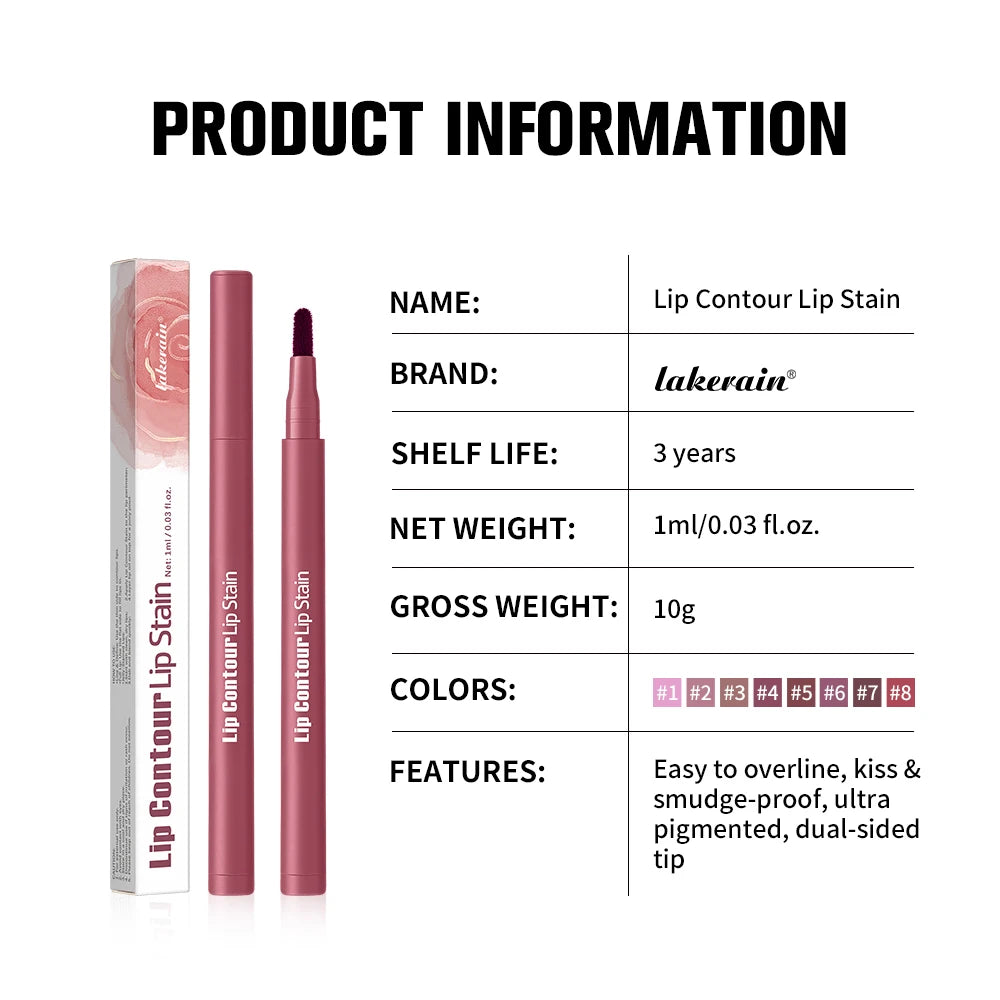 Lakerain Double-Ended Lip Tint & Liner Pen – Matte Nude Lip Liner Pen Qst