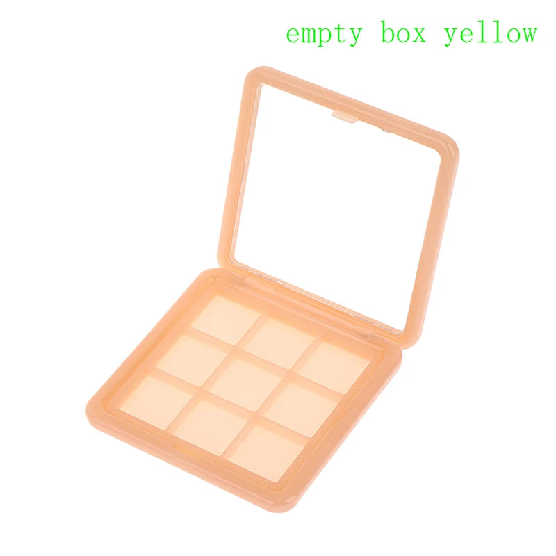 DIKALU 9-Grid Empty Eyeshadow Palette – DIY Makeup Storage Eyeshadow Palette Case Qst empty box yellow