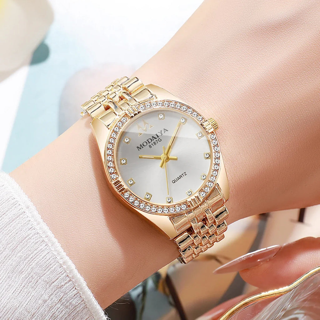 Classic Women's Quartz Watch | Crystal Bezel | 6 Styles Women's Quartz Watch Qme