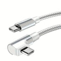 60W 90° USB-C Fast Charging Cable – iPhone 17 16 15 & More USB-C Charging Cable Qme WHITE 2m