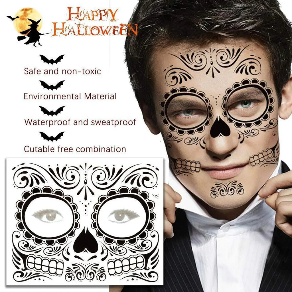 Day of the Dead Sugar Skull Temporary Face Tattoos – 13 Sheets Temporary Face Tattoos Qme