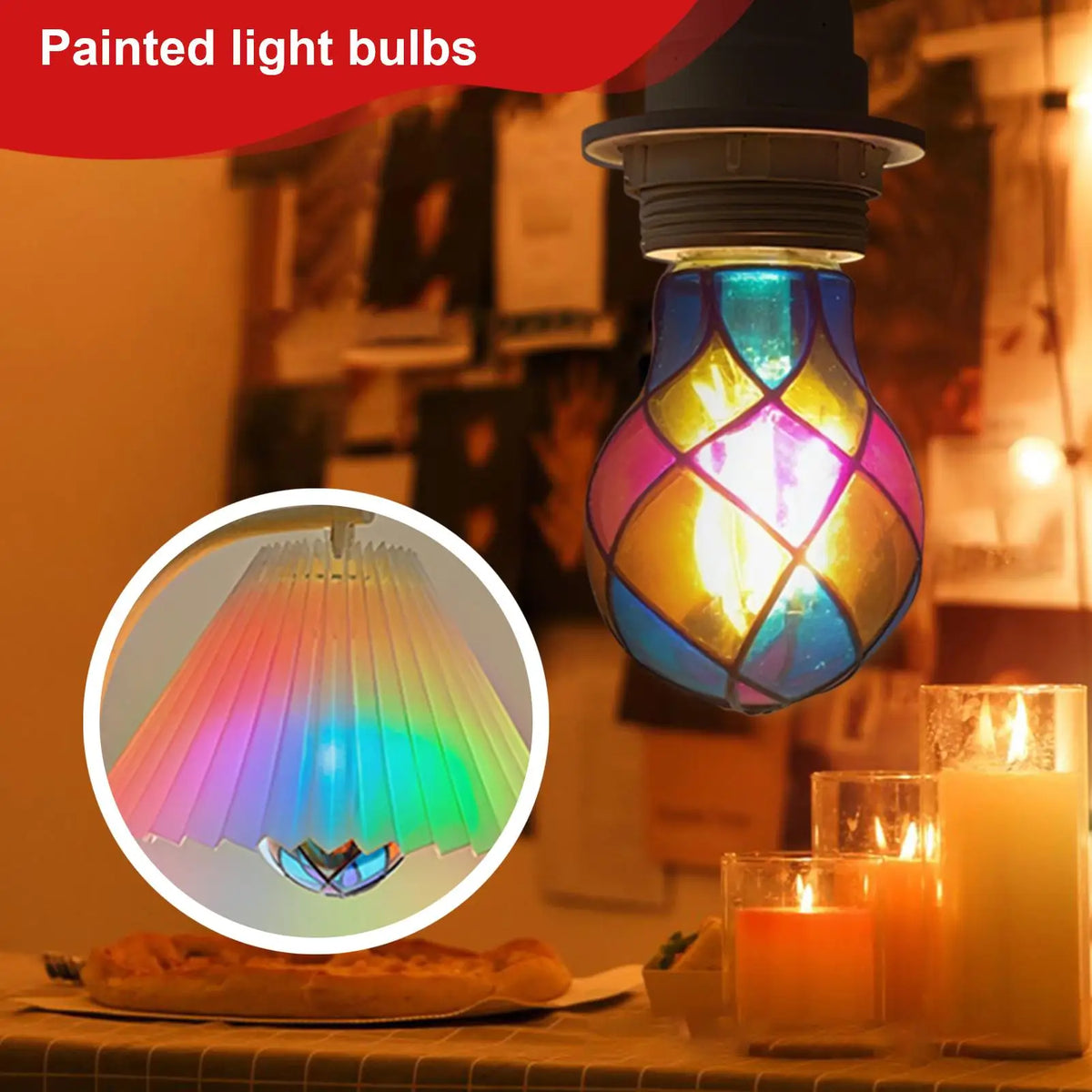 Stained Glass 4W E26 LED Christmas Tree Decorative Bulb Decorative LED Bulb Qme