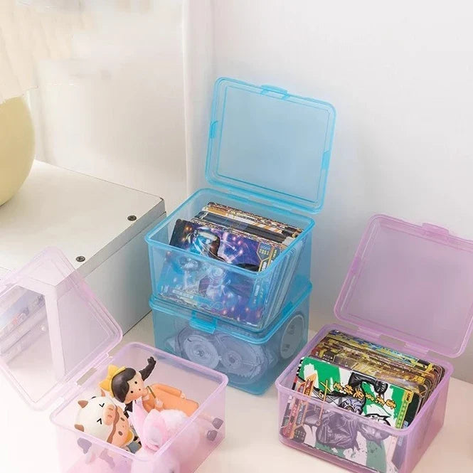 Transparent Plastic Desk Organizer Box – Card & Stationery Desk Organizer Box Qme