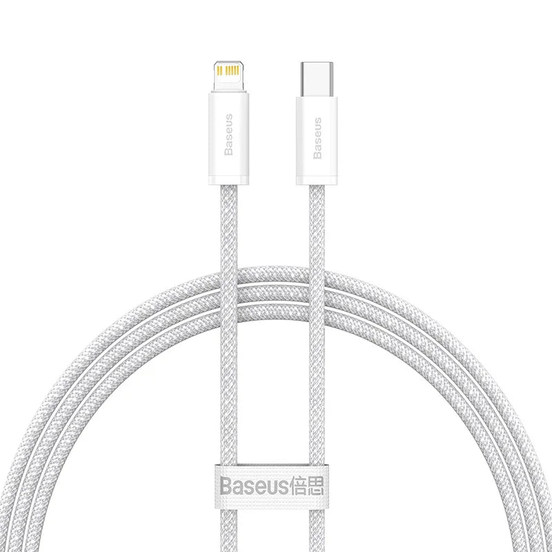 Baseus 20W USB-C to Lightning Fast Charging Braided Cable USB Charging Cable Qst White 2m