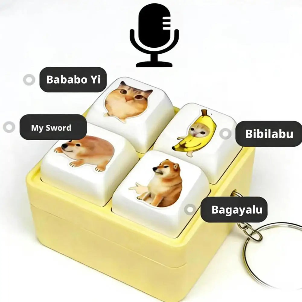 4-Key Keyboard Fidget Keychain Clicker Toy – 8 Colors Fidget Keychain Toy Qme