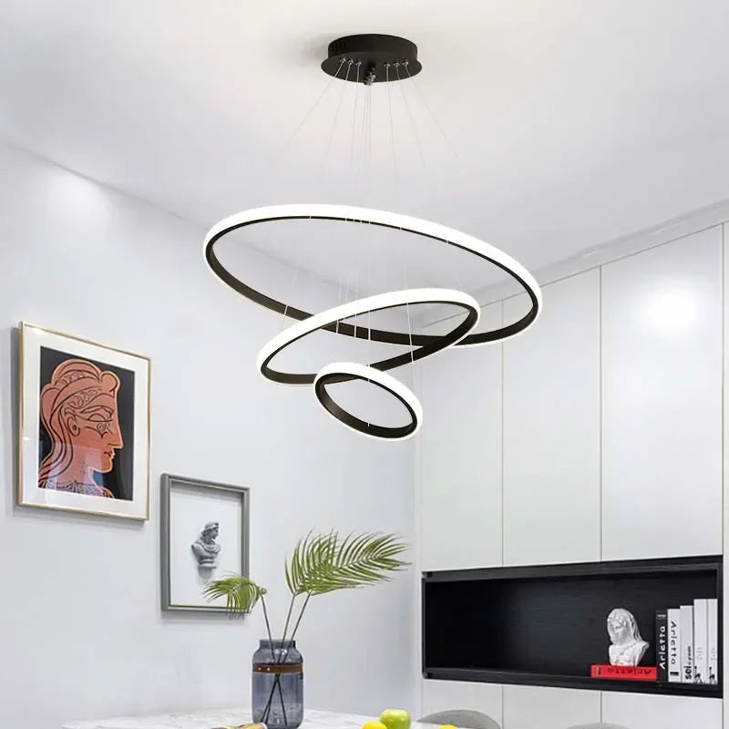 Modern LED Ring Chandelier – Dining Room & Living Room Light LED Ring Chandelier Qme