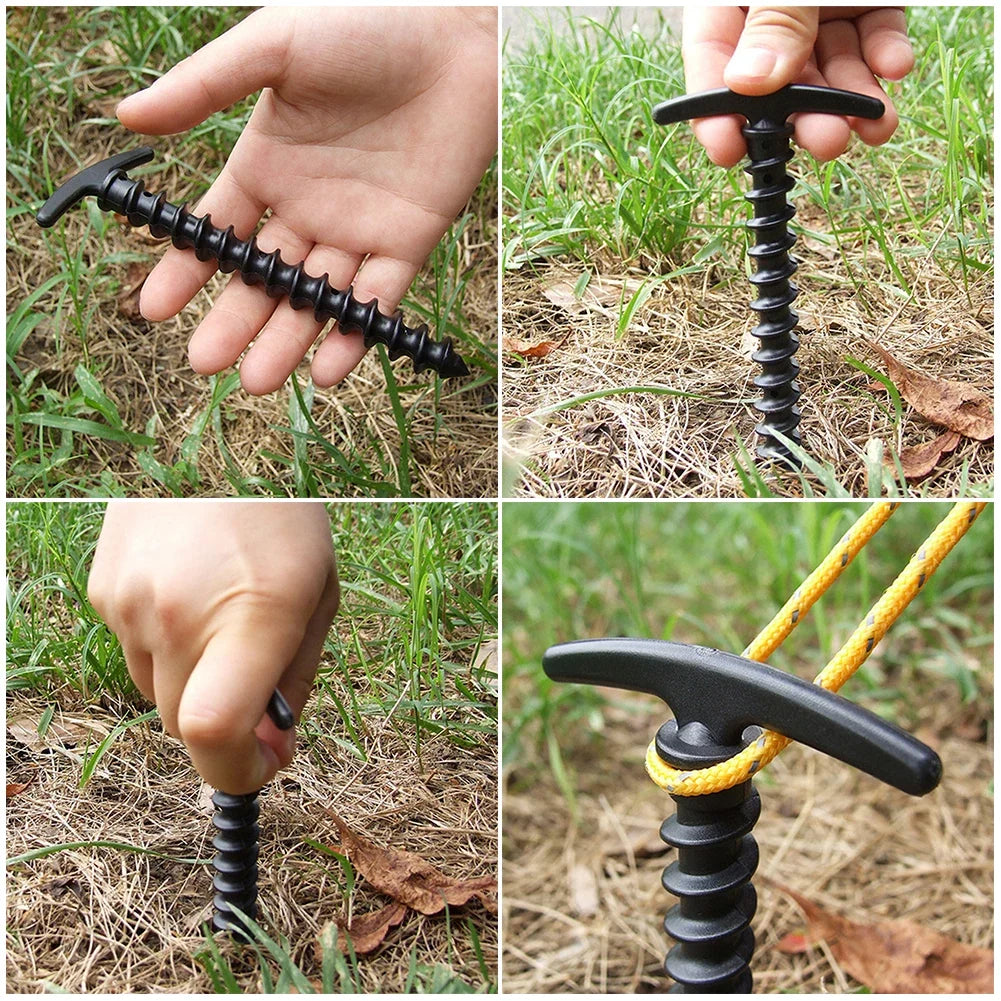 Tent Screw Anchor Ground Stakes 10 Pack – Windproof Pegs Tent Ground Stakes Qme