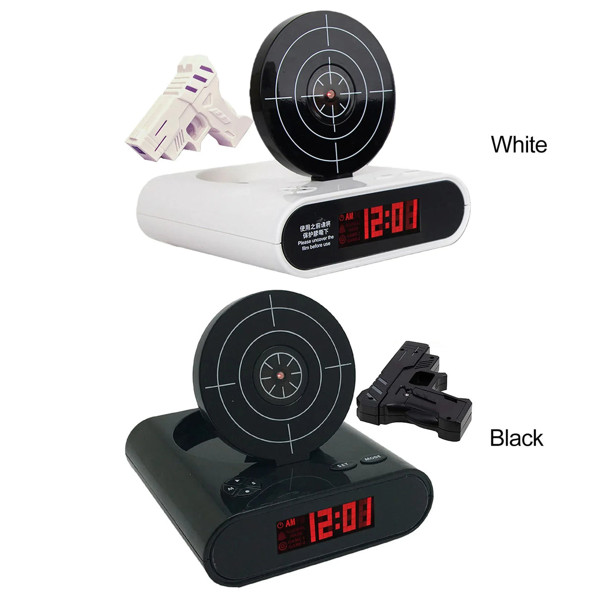 Target Alarm Clock Gun LED Display Personalized Ringtones Novelty Alarm Clock Qme