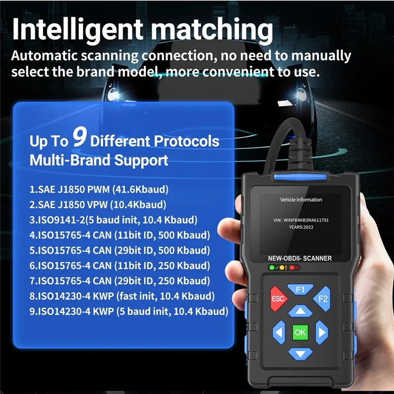 T300 OBD2 Scanner – Automotive Diagnostic Tool Mode 6 & 8 OBD2 Diagnostic Scanner Qme As Shown NONE