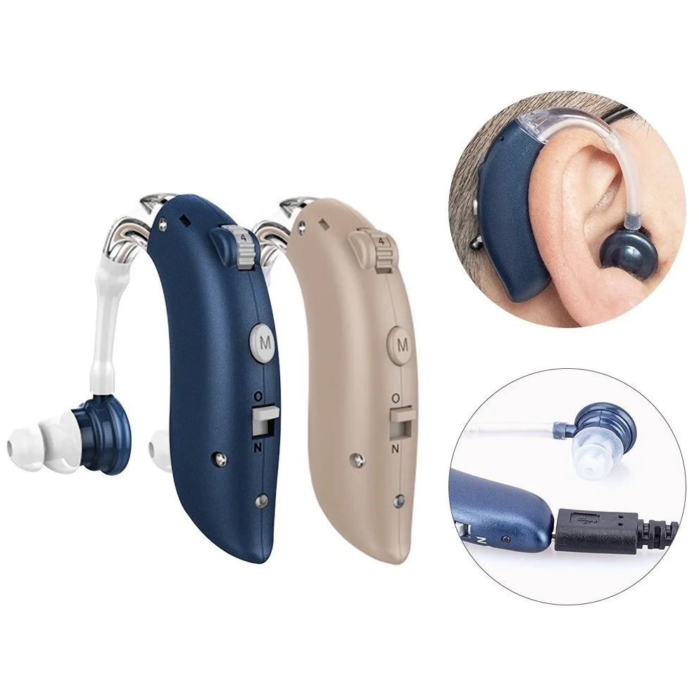 Mini Rechargeable BTE Hearing Aid – 4-Mode Digital Amplifier BTE Hearing Aid Qst