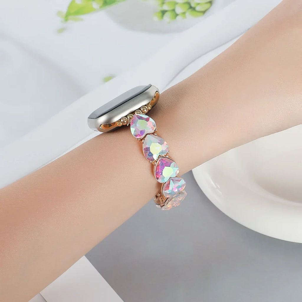 Apple Watch Glass Crystal Elastic Strap – Shiny, 3 Sizes Watch Strap Qme
