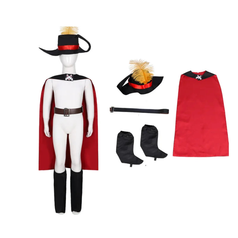 Puss in Boots Cat Cosplay Costume Cloak | 7 Colors Cosplay Costume Cloak Qme Red 4pcs L