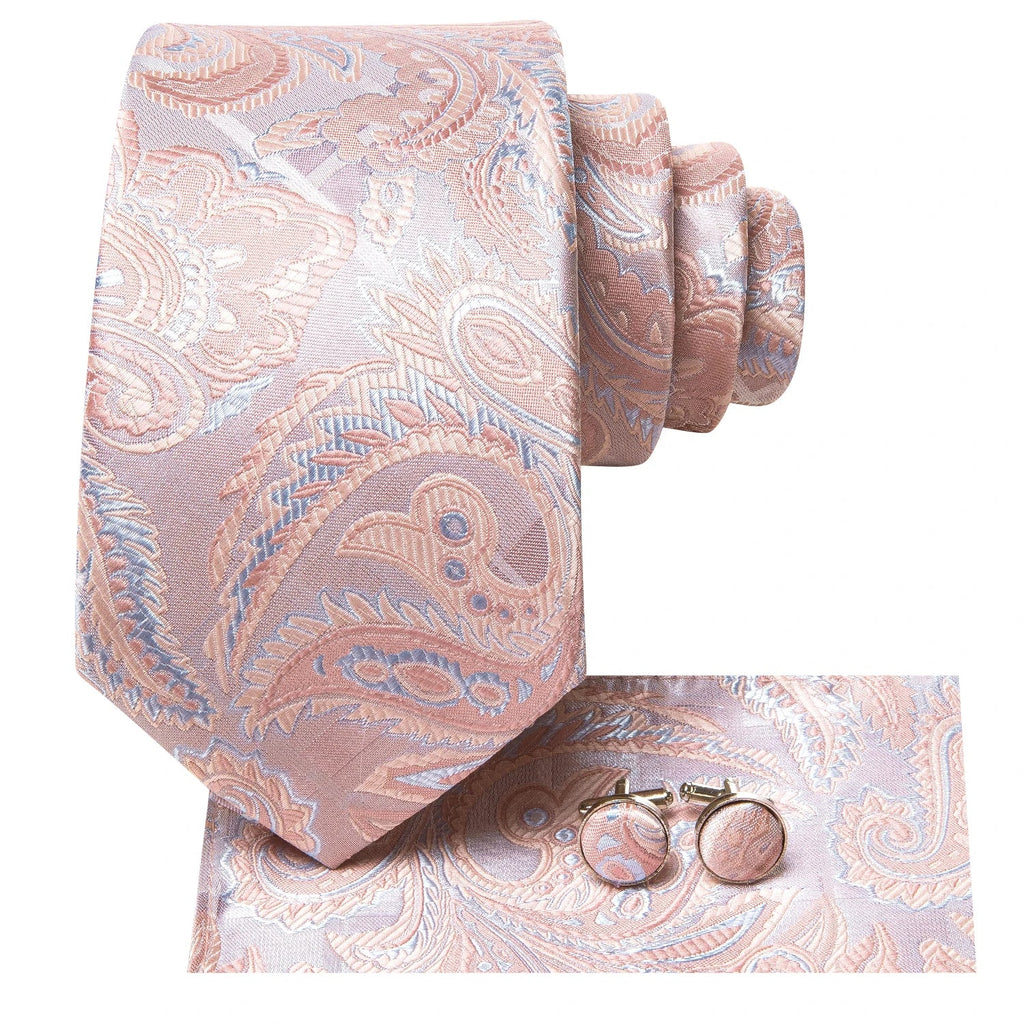 Hi-Tie Paisley Jacquard Tie Handkerchief & Cufflink Gift Set Necktie Gift Set Qme