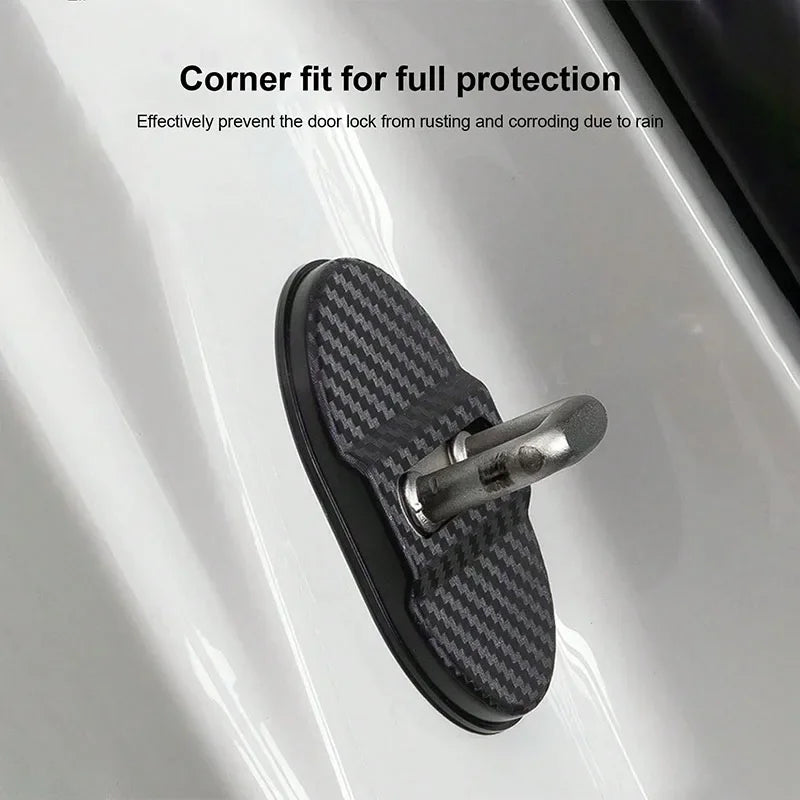 Carbon Fiber Door Lock Covers 4-Pack | Universal Fit Car Door Accessories Qme