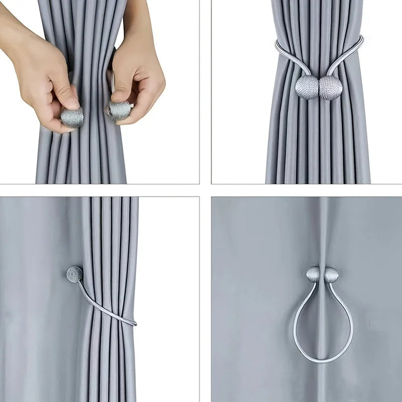 Magnetic Curtain Buckles No-Drill Holdbacks | 1 Pair Curtain Holdbacks Qme