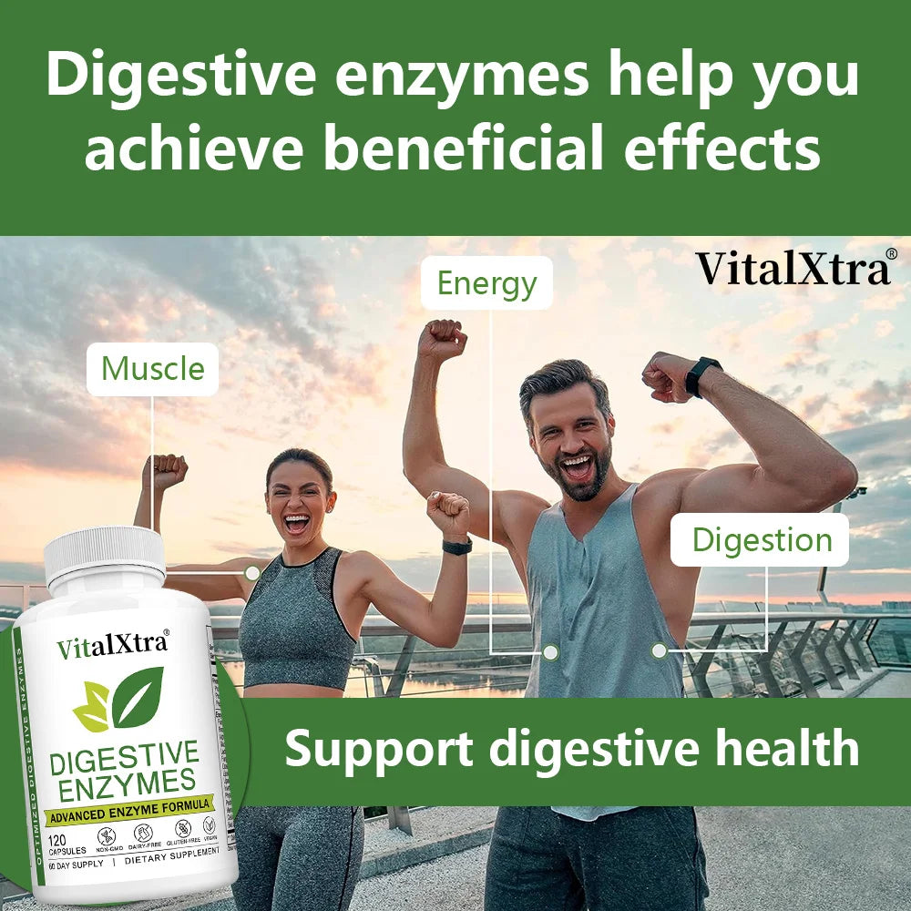VITALXTRA Digestive Enzymes Capsules – 18 Essential Enzymes Digestive Enzyme Supplement Qst