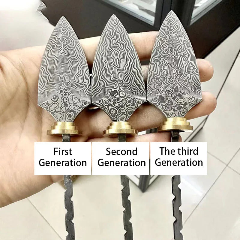 Damascus Steel DIY Tea Knife Blank – Rosette Pattern Handmade Knife Blank Qst