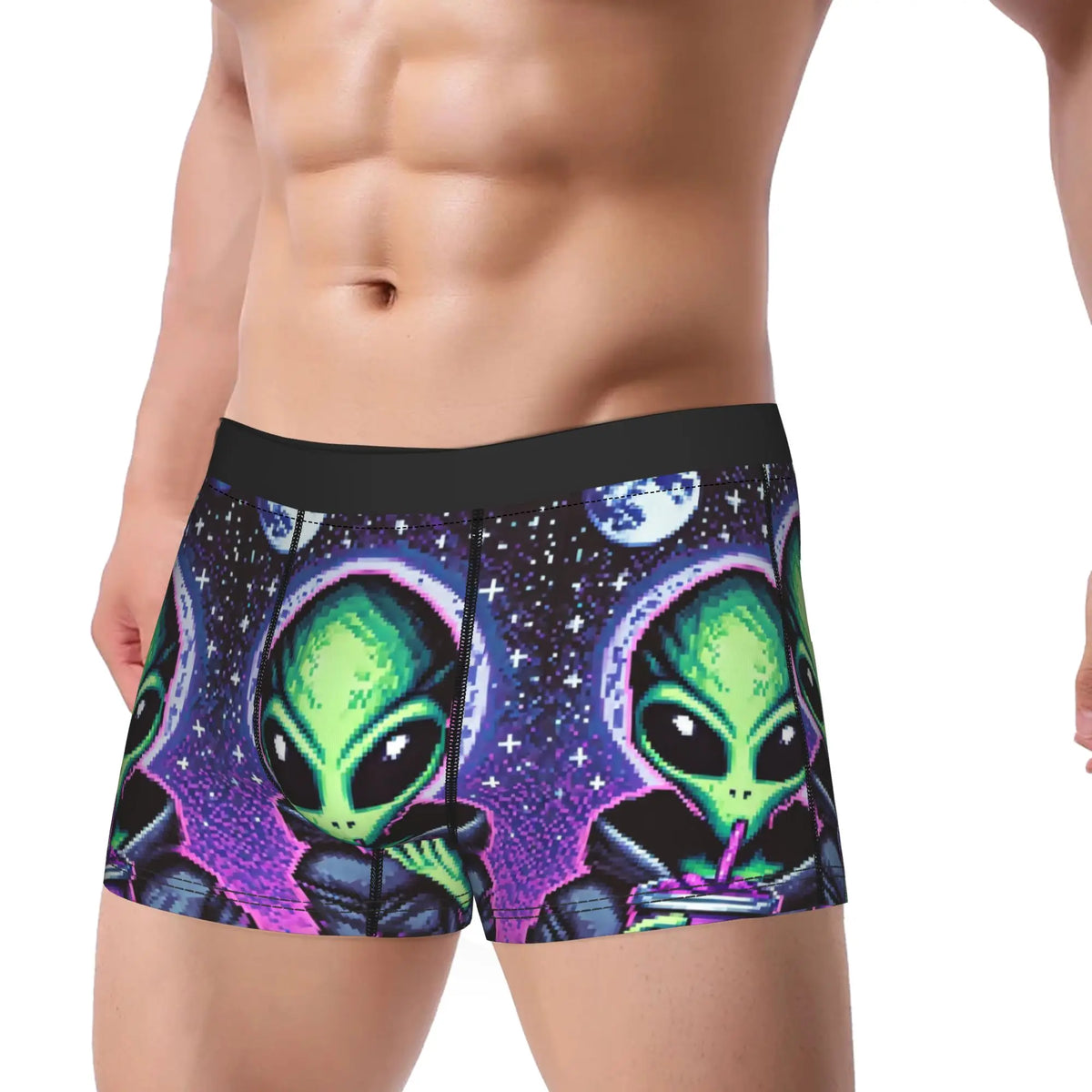 Men's Space Alien Print Boxer Shorts – Breathable Underwear Men's Boxer Shorts Qst