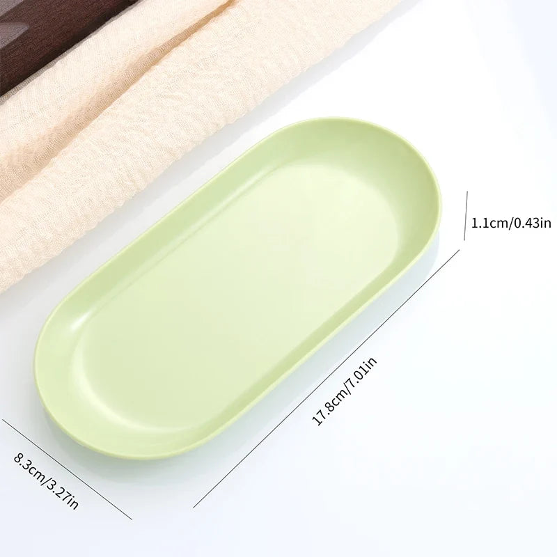 Oval Nail Art Storage Tray | Plastic Cosmetic Organizer Plate Nail Art Storage Tray Qme green