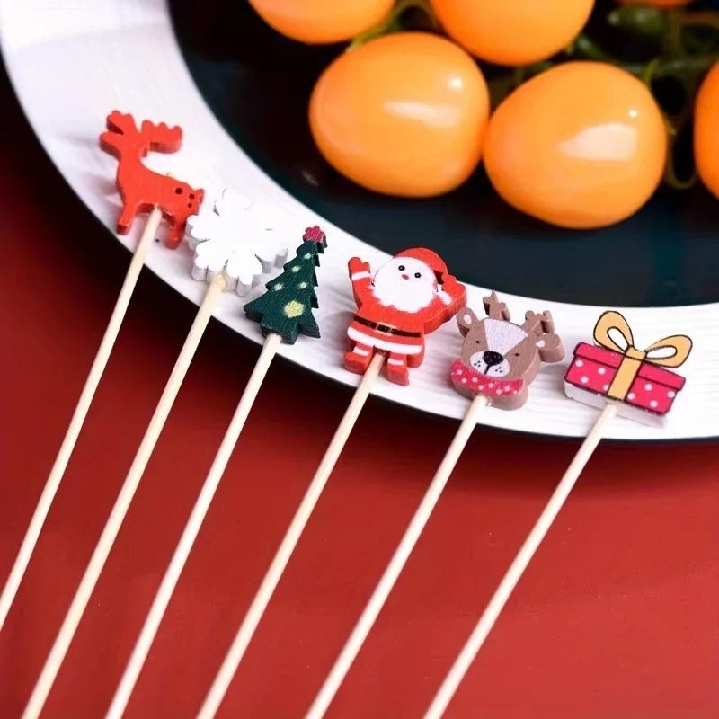 Christmas Toothpick Set 50pcs – Holiday Party Decorations Holiday Party Picks Qme