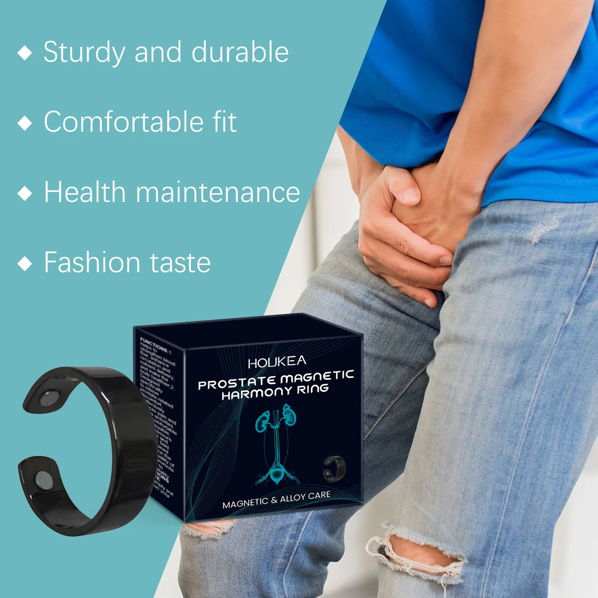 HOUKEA Magnetic Wellness Ring – Men's Circulation Support Magnetic Therapy Ring Qst