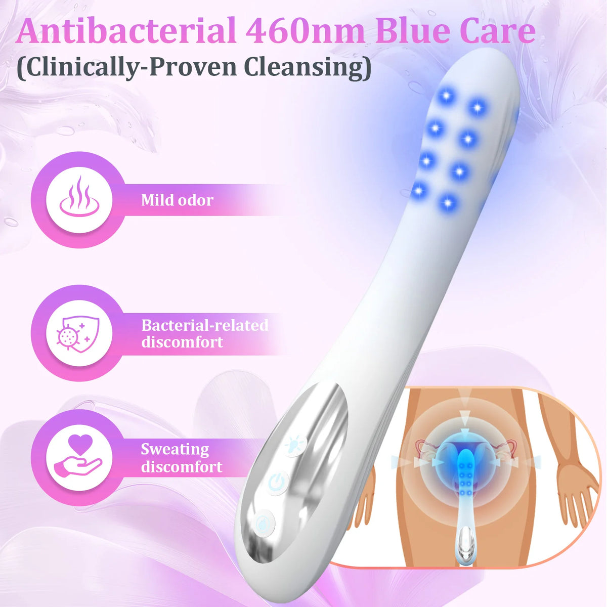 Women's LED Light Therapy Wand – Heat, 3 Colors & 8 Modes LED Wellness Wand Qst