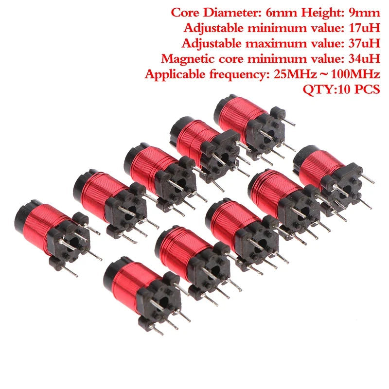 Adjustable Ferrite Core Coil 50T 13uH–34uH High-Frequency Inductor Ferrite Core Inductor Qme