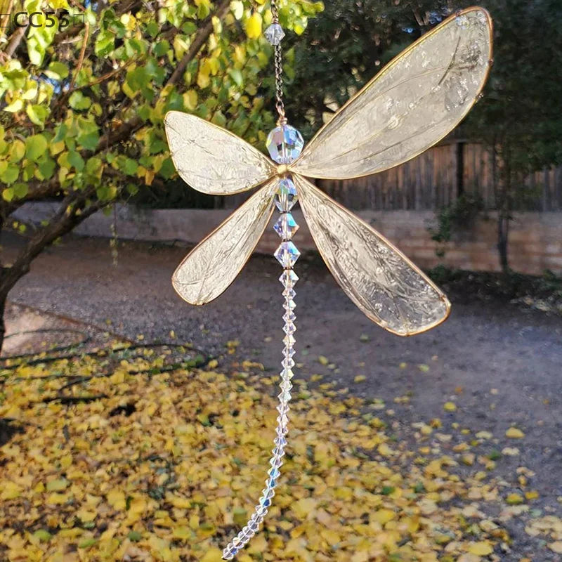 Metal Dragonfly Crystal Suncatcher – Window & Garden Ornament Crystal Suncatcher Qst