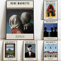 Magritte Surrealism Canvas Wall Art – Modern Nordic Poster Print Canvas Wall Art Qst