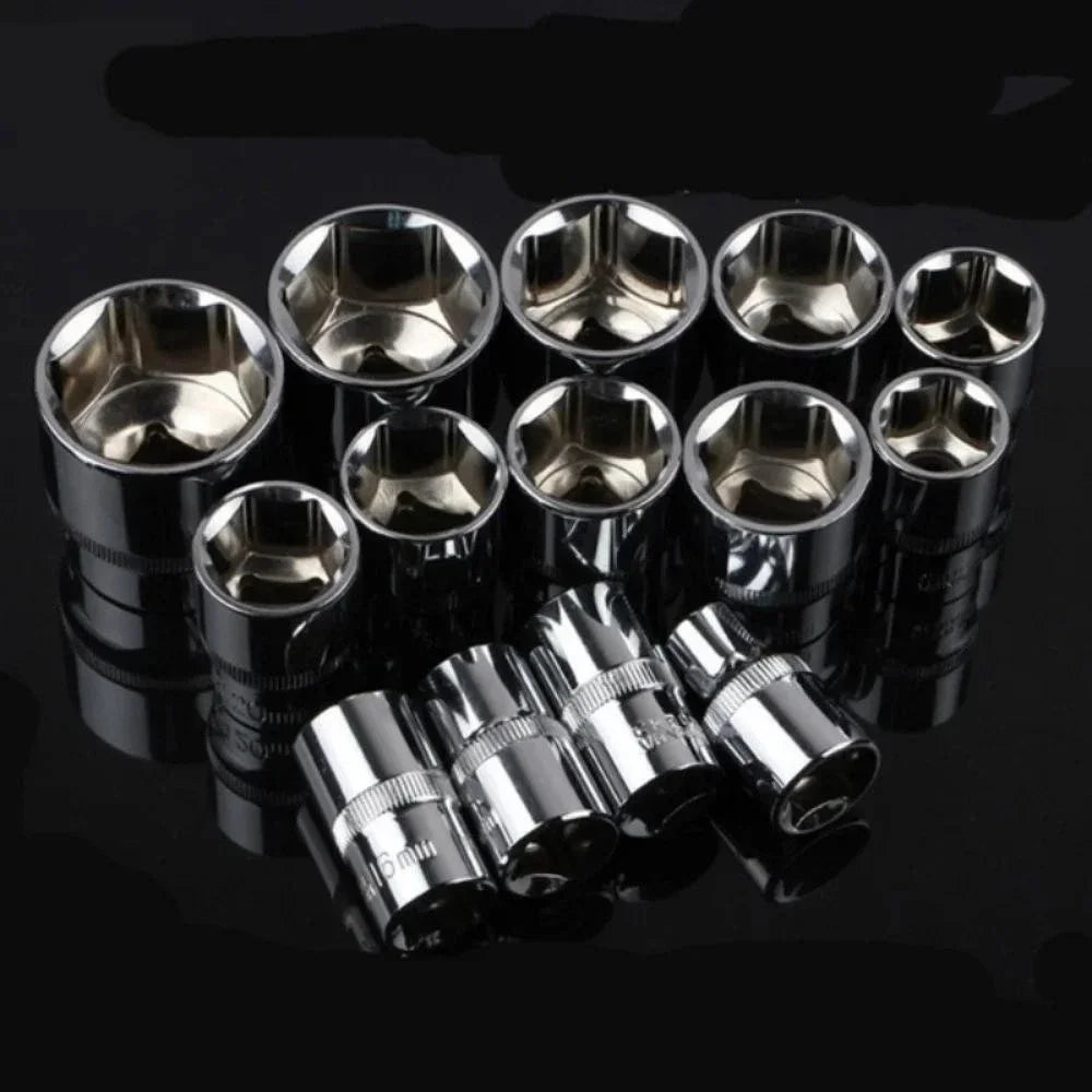 HOMEFISH 12-Pc Universal Wrench Socket Set – Car, Bike & Motorcycle Socket Wrench Set Qme