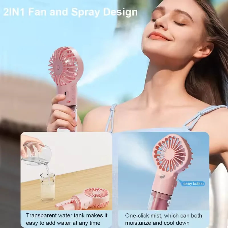 Handheld Mist Fan USB Rechargeable 4-Speed Portable Spray Fan Handheld Mist Fan Qst