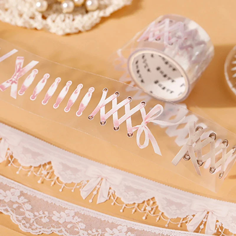 French Lace Border Washi Tape Set – 3 Rolls Elegant White Decorative Washi Tape Qme