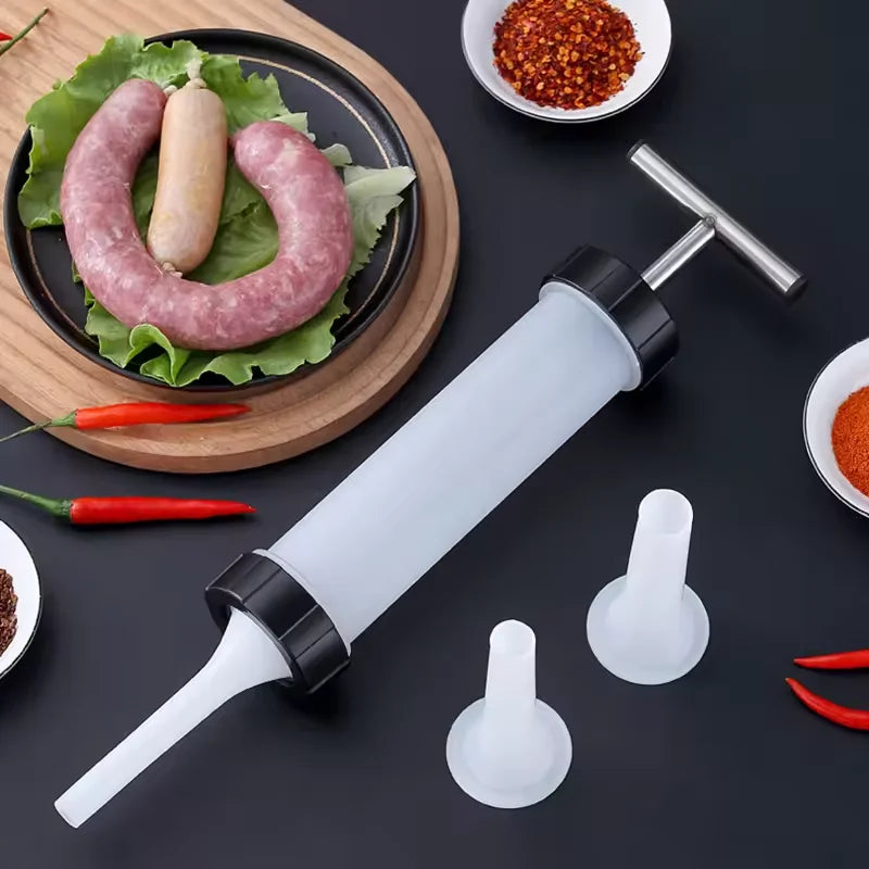 Manual Sausage Stuffer Syringe Kit with 3 Funnels Sausage Stuffer Tool Qst