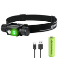 BORUiT HP500 LED Headlamp 1000LM 7-Mode USB-C Rechargeable IPX6 LED Headlamp Qst Green