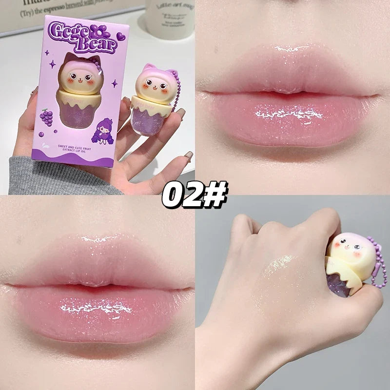Gege Bear Fruit-Flavored Lip Oil – Hydrating Key Pendant Lip Oil Qme GX1372-02