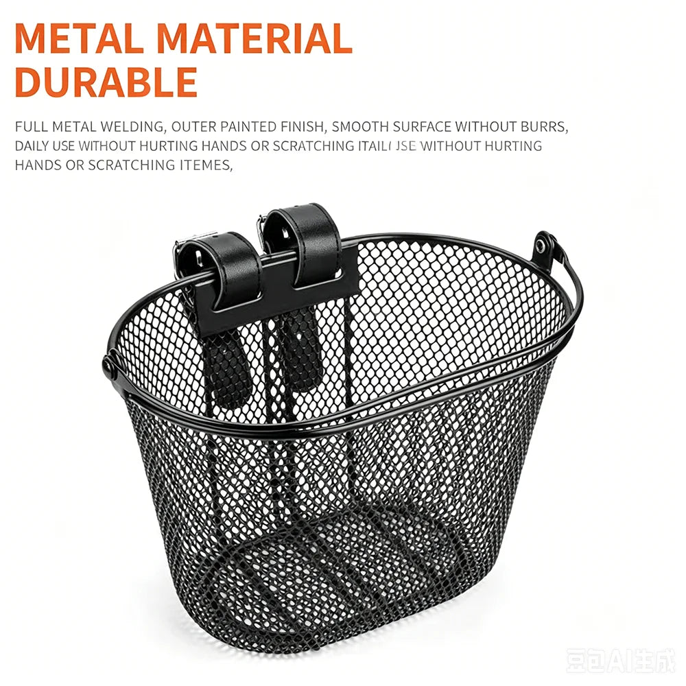 Large Capacity Detachable Metal Front Bike Basket Front Bike Basket Qme