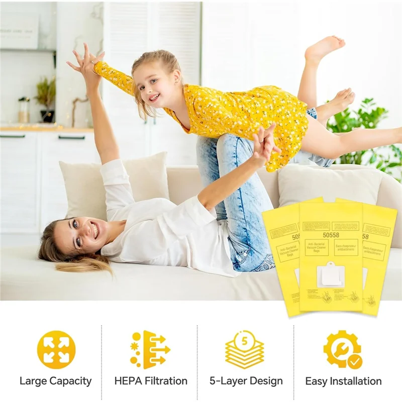 50-Pack Vacuum Bags for Kenmore & Panasonic Type C/Q Canister Vacuum Cleaner Bags Qst