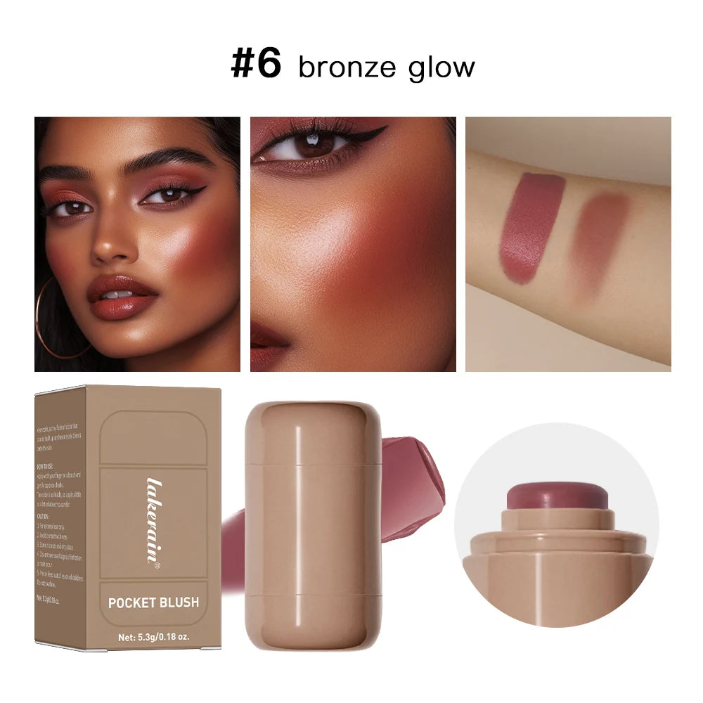 Lakerain Cream Blush Stick – Multi-Use Lip & Cheek Color Cream Blush Stick Qst bronze glow